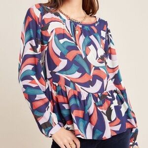 Anthropologie Maeve Cheyenne Peplum Blouse